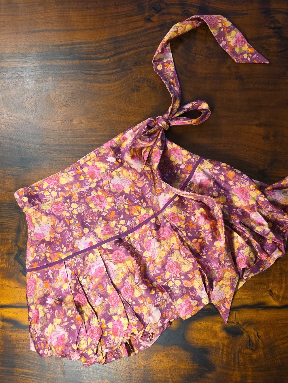 LoveShackFancy Purple and Pink Floral Ruffle Skirt